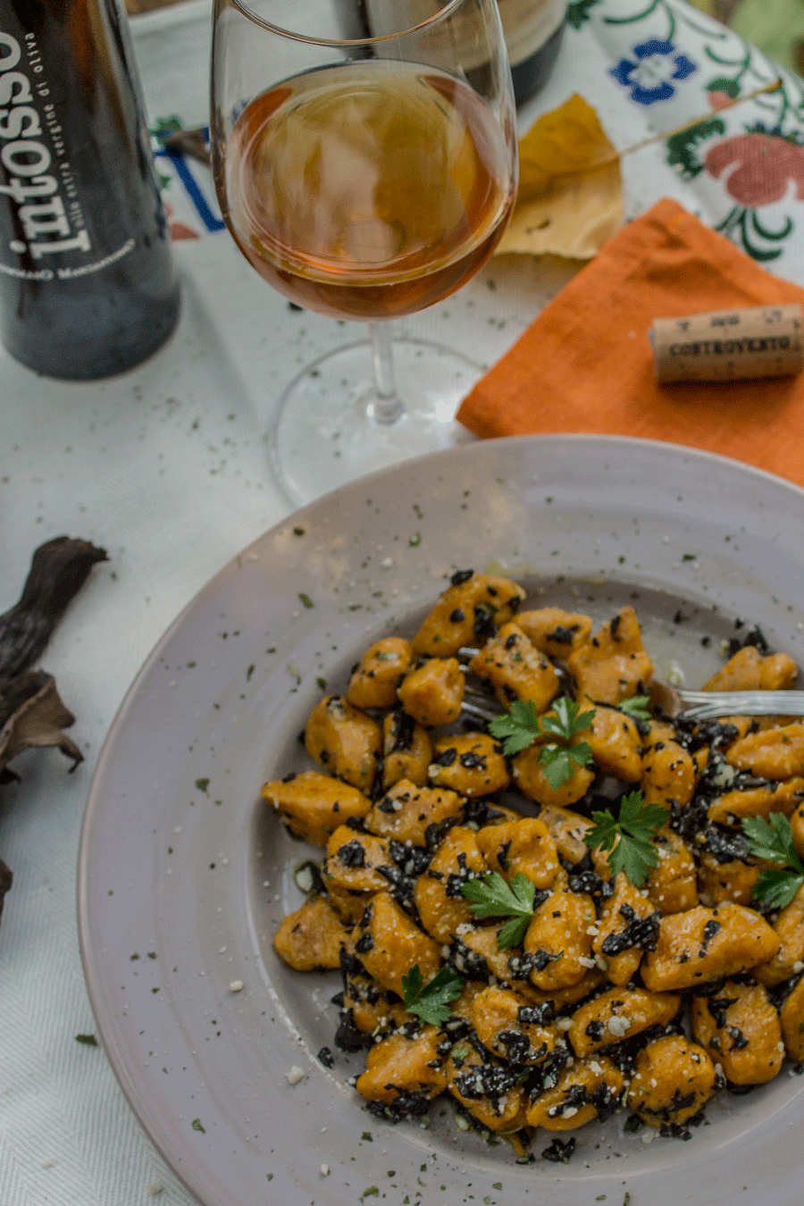 gnocchi di zucca e olio intosso